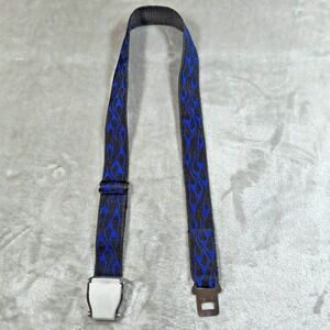 Vintage Buckle Down Belt Mens 36 In Blue Flames Seatbelt Skategoods Y2K Made USA